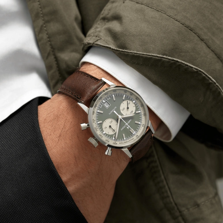 Hamilton,American Classic 40mm,40mm,Stainless Steel,Green,Automatic,Chronograph,Date,H38416560