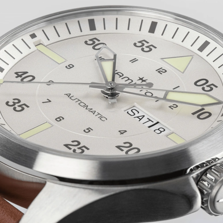 Hamilton,Khaki Aviation 42mm,42mm,Stainless Steel,Silver White,Automatic,Date,Day,H64635550