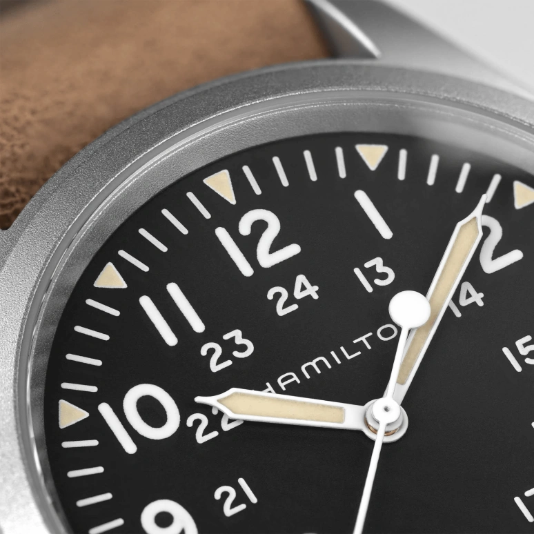 Hamilton,Khaki Field 38mm,38mm,Stainless Steel,Black,Handwound,Day,80hours,H69439531