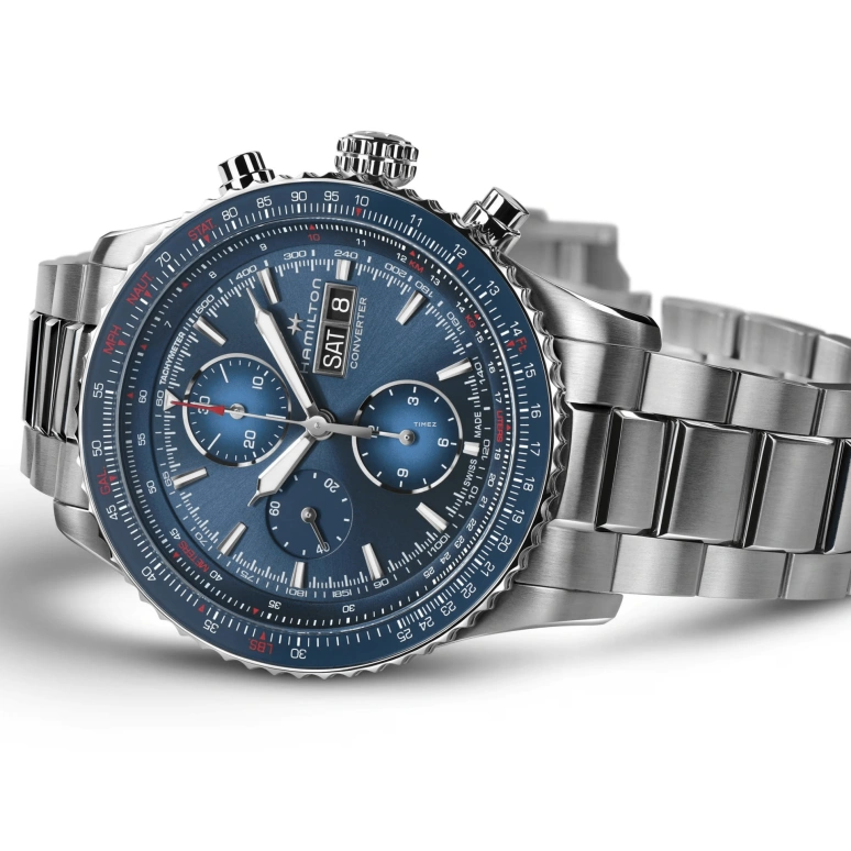Hamilton,Khaki Aviation 44mm,44mm,Stainless Steel,Blue,Automatic,Chronograph,Date,Day,H76746140