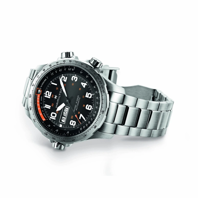 Hamilton,Khaki Aviation 45mm,45mm,Stainless Steel,Black,Automatic,Chronograph,Date,Day,H77755133