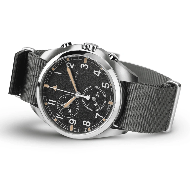 Hamilton,Khaki Aviation 41mm,41mm,Stainless Steel,Black,Quartz,Chronograph,Date,Rattrapante,H76522931