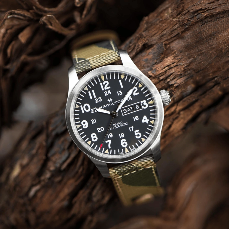 Hamilton,Khaki Field 42mm,42mm,Stainless Steel,Black,Automatic,Chronograph,Date,Day,H70535031