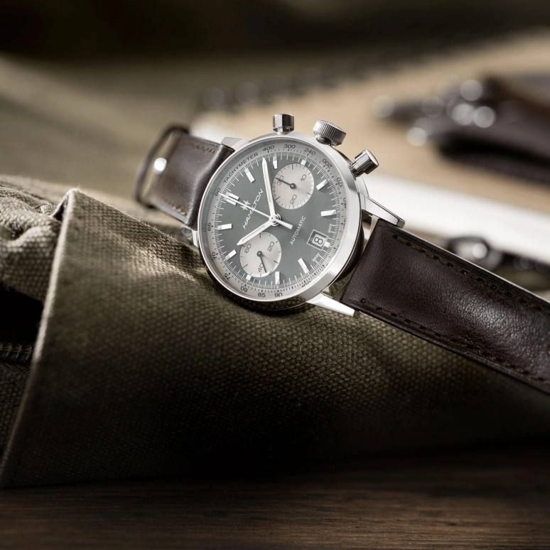 Hamilton,American Classic 40mm,40mm,Stainless Steel,Green,Automatic,Chronograph,Date,H38416560