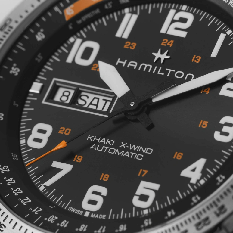 Hamilton,Khaki Aviation 45mm,45mm,Stainless Steel,Black,Automatic,Chronograph,Date,Day,H77755133