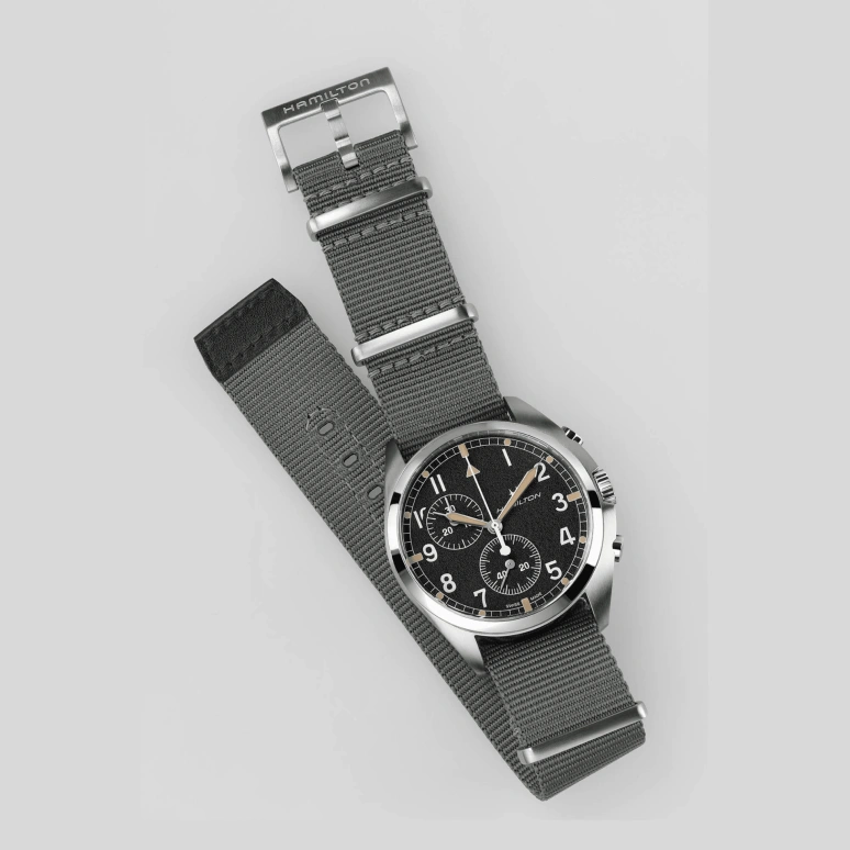 Hamilton,Khaki Aviation 41mm,41mm,Stainless Steel,Black,Quartz,Chronograph,Date,Rattrapante,H76522931