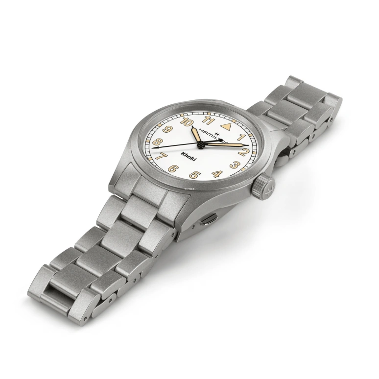 Hamilton,Khaki Field 38mm,38mm,Stainless Steel,White,Quartz,In-house Caliber,Sapphire,Glass,H69401110