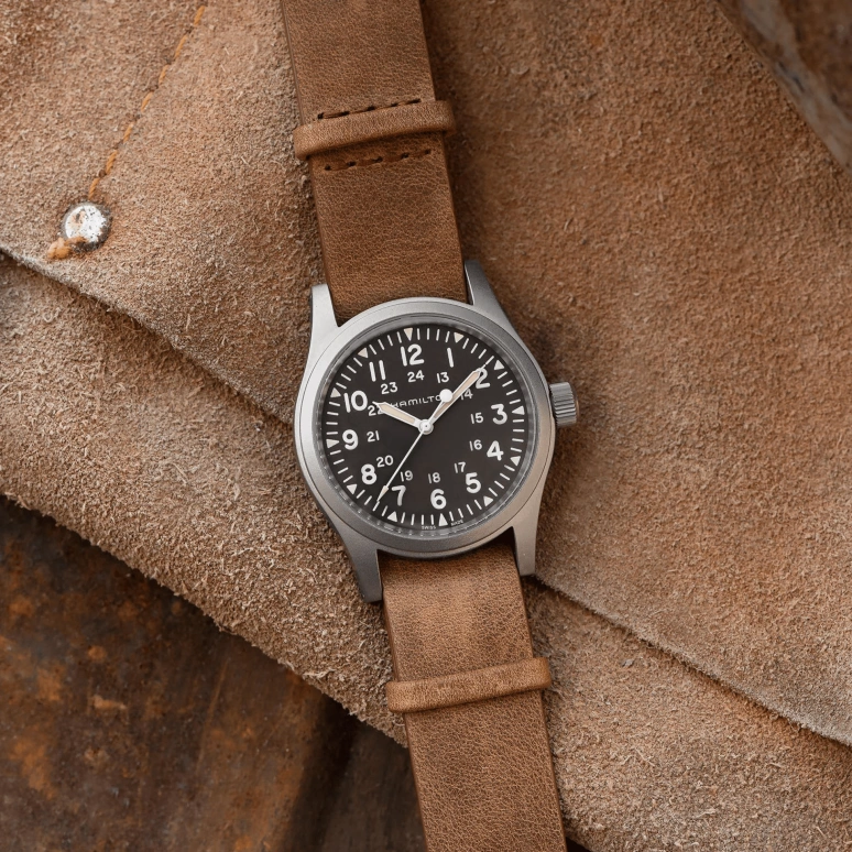 Hamilton,Khaki Field 38mm,38mm,Stainless Steel,Black,Handwound,Day,80hours,H69439531