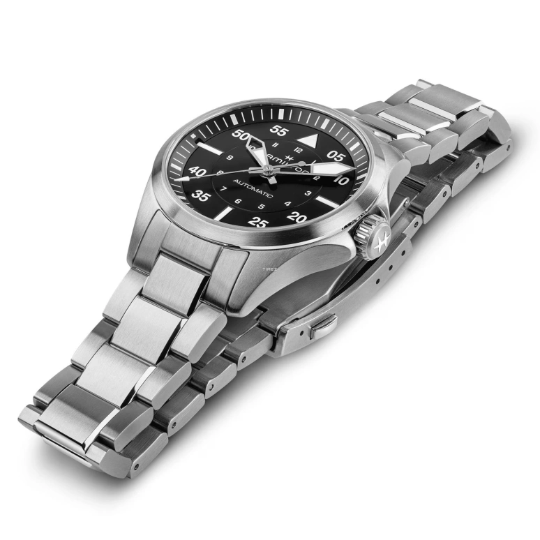 Hamilton,Khaki Aviation 11.15mm,11.15mm,Stainless Steel,Black,Automatic,Sapphire,Glass,Silver,H76215130