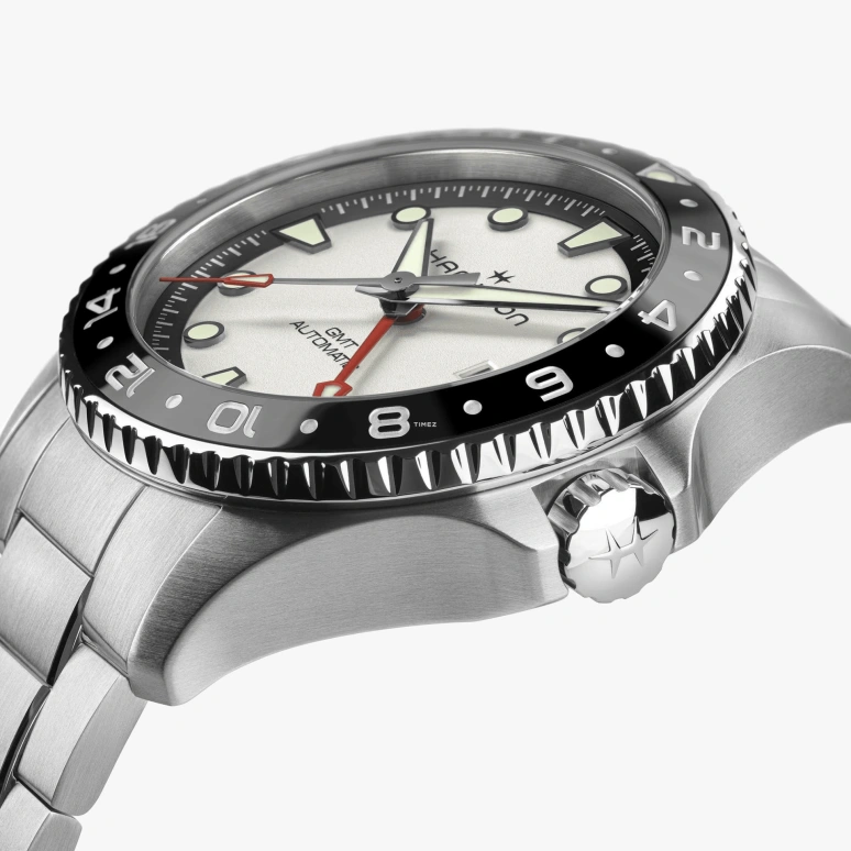 Hamilton,Khaki Navy 43mm,43mm,Stainless Steel,Cream,Automatic,Day,Dule Time,GMT,H82555150