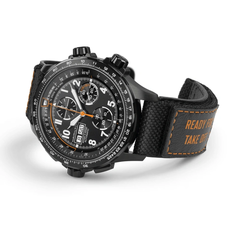 汉米尔顿,卡其航空 45毫米,45毫米,精钢,黑色,自动上弦,计时,星期历,日历,H89736930