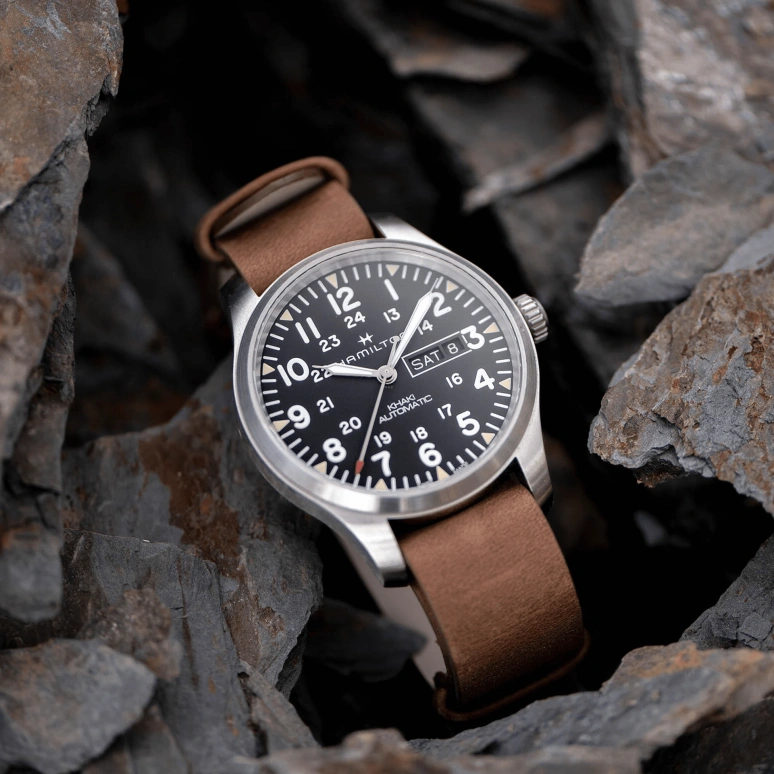 Hamilton,Khaki Field 42mm,42mm,Stainless Steel,Black,Automatic,Chronograph,Date,Day,H70535531