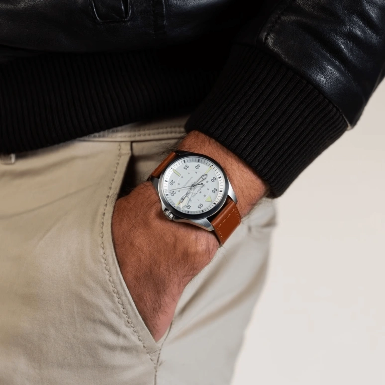 Hamilton,Khaki Aviation 42mm,42mm,Stainless Steel,Silver White,Automatic,Date,Day,H64635550