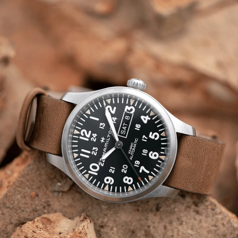 Hamilton,Khaki Field 42mm,42mm,Stainless Steel,Black,Automatic,Chronograph,Date,Day,H70535531