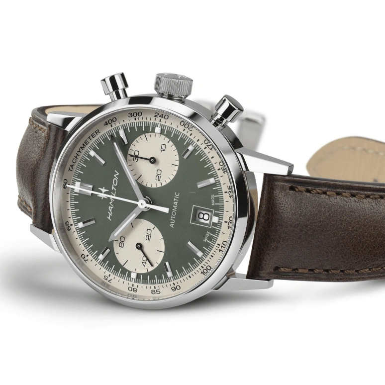 Hamilton,American Classic 40mm,40mm,Stainless Steel,Green,Automatic,Chronograph,Date,H38416560