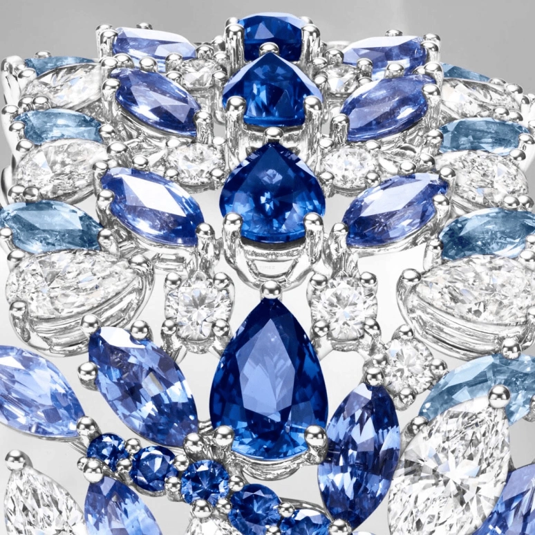 海瑞温斯顿,高级珠宝腕表 38.3x42.4毫米,38.3x42.4毫米,铂金,蓝色,石英,自制机芯,珍珠贝母,HJTQHM41PP001