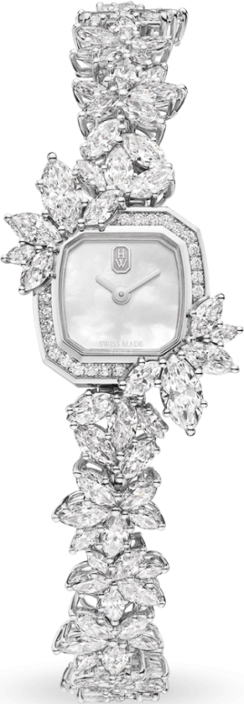 Harry Winston,High Jewelry Timepieces 17.5x17.5mm,17.5x17.5mm,Platinum,White,Quartz,In-house Caliber,Mother of Pearl,HJTQHM18PP013