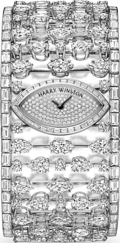 Harry Winston,High Jewelry Timepieces 30x17mm,30x17mm,Platinum,Quartz,In-house Caliber,Closed,HJTQHM30PP006