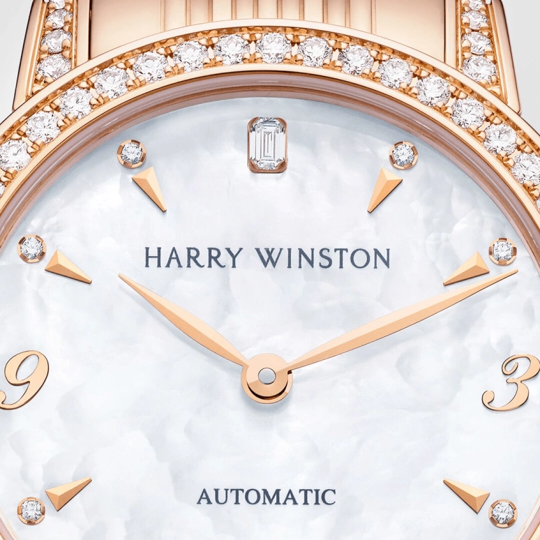 Harry Winston,Midnight 29mm,29mm,Rose Gold,Gold,White,Automatic,In-house Caliber,Mother of Pearl,MIDAHM29RR002