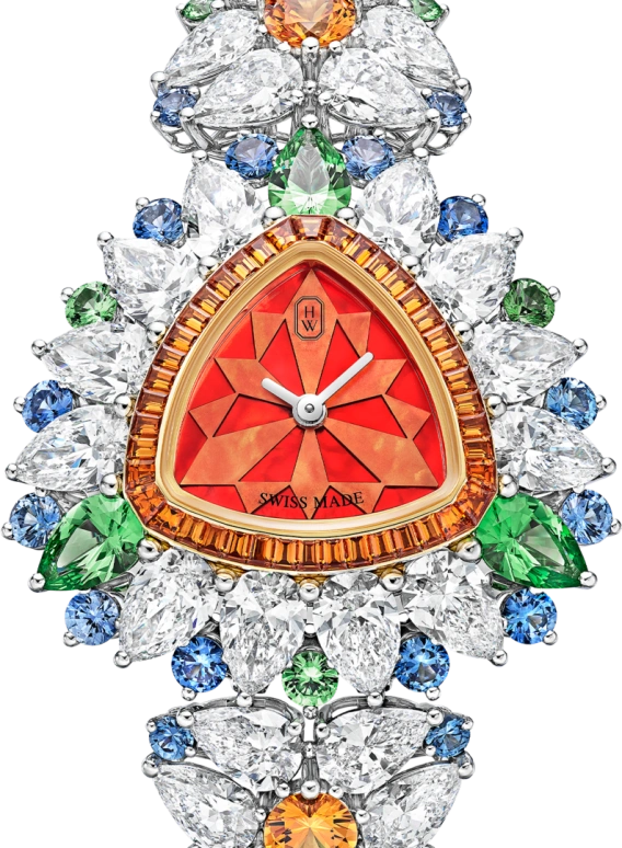 海瑞温斯顿,高级珠宝腕表 32.2毫米,32.2毫米,黄金,金质,铂金,红色,石英,自制机芯,珍珠贝母,HJTQHM34PP002