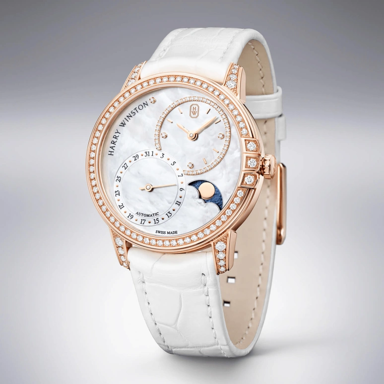 Harry Winston,Midnight 36mm,36mm,Rose Gold,Gold,White,Automatic,In-house Caliber,Mother of Pearl,MIDAMP36RR001