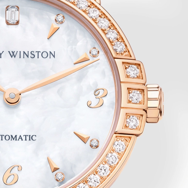 Harry Winston,Midnight 29mm,29mm,Rose Gold,Gold,White,Automatic,In-house Caliber,Mother of Pearl,MIDAHM29RR002