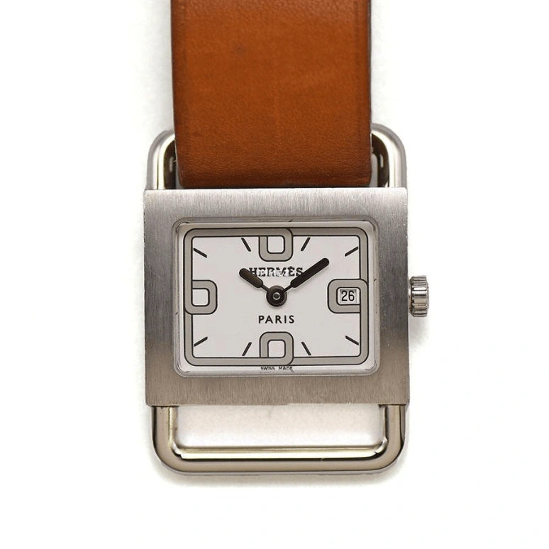 Hermès,Barenia 21x25mm,21x25mm,Stainless Steel,White,Quartz,Day,Sapphire,Crystal Glass,BA1,BA1.210.130/VBA