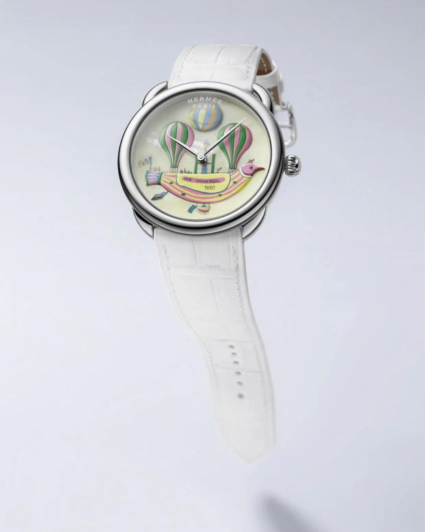 Hermès,Arceau 38mm,38mm,White Gold,Multi-Color,Automatic,50hours,In-house Caliber,LES FOLIES DU CIEL