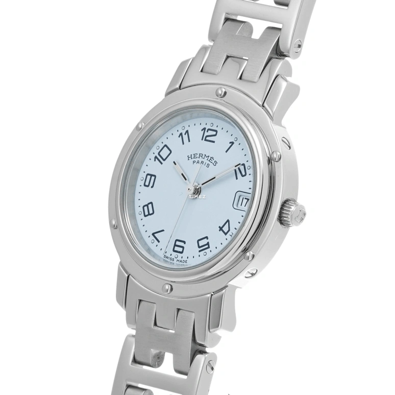 Hermès,Clipper 24mm,24mm,Stainless Steel,White,Quartz,Day,Sapphire,Crystal Glass,CL4,CL4.210.130/3758