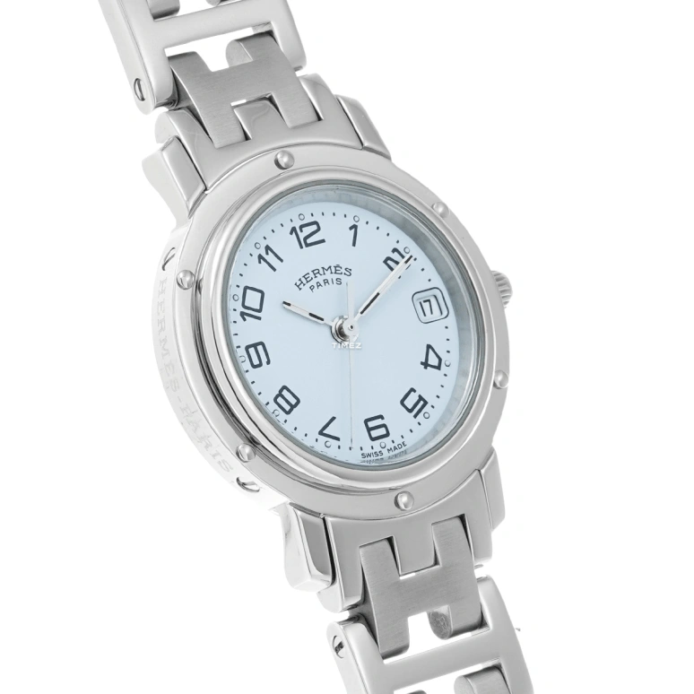 Hermès,Clipper 24mm,24mm,Stainless Steel,White,Quartz,Day,Sapphire,Crystal Glass,CL4,CL4.210.130/3758