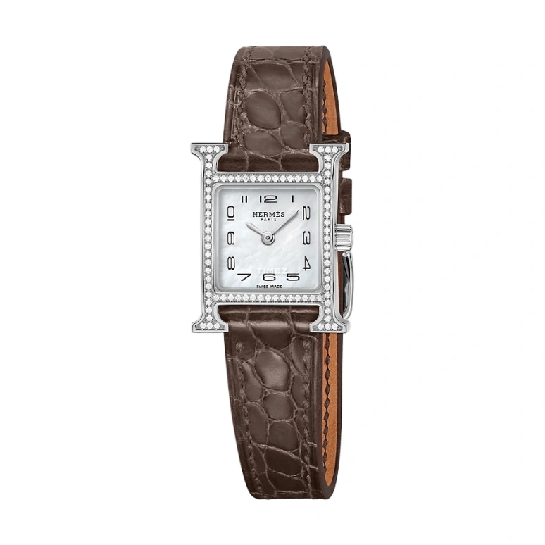 Hermès,Heure H 17.20x17.20mm,17.20x17.20mm,Stainless Steel,White,Quartz,Sapphire,Crystal Glass,Square,W053019WW00