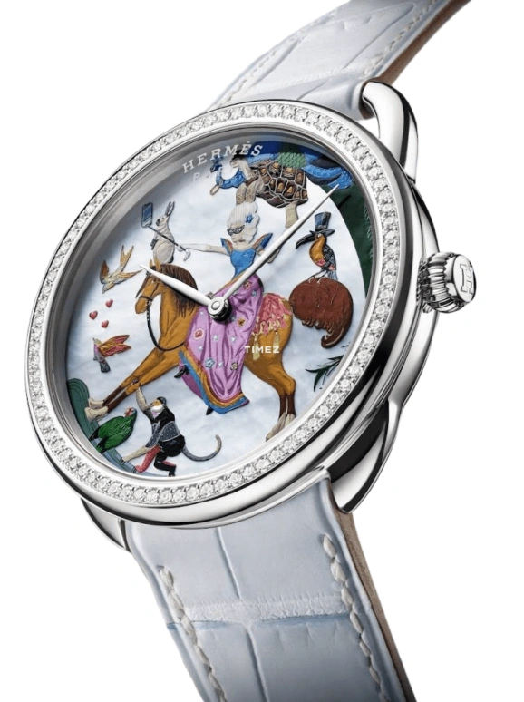 Hermès,Arceau 38mm,38mm,White Gold,Multi-Color,Automatic,50hours,In-house Caliber,W059378WW00