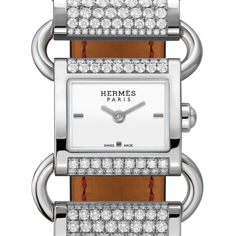 Hermès,Klikti 17x16mm,17x16mm,White Gold,White,Quartz,Sapphire,Silver,045535WW00