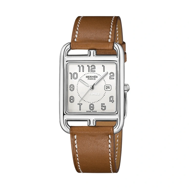 Hermès,Cape Cod 29x29mm,29x29mm,Stainless Steel,White,Quartz,Day,Sapphire,Crystal Glass,W043638WW00