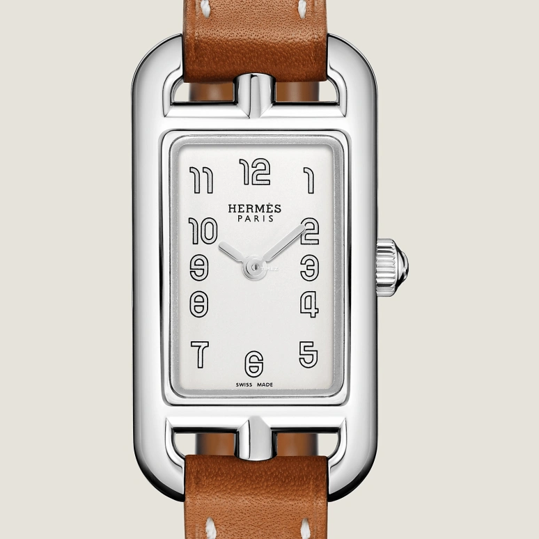 Hermès,Nantucket 29x17mm,29x17mm,Stainless Steel,Silver White,Quartz,Sapphire,Crystal Glass,Rectangular,W044185WW00