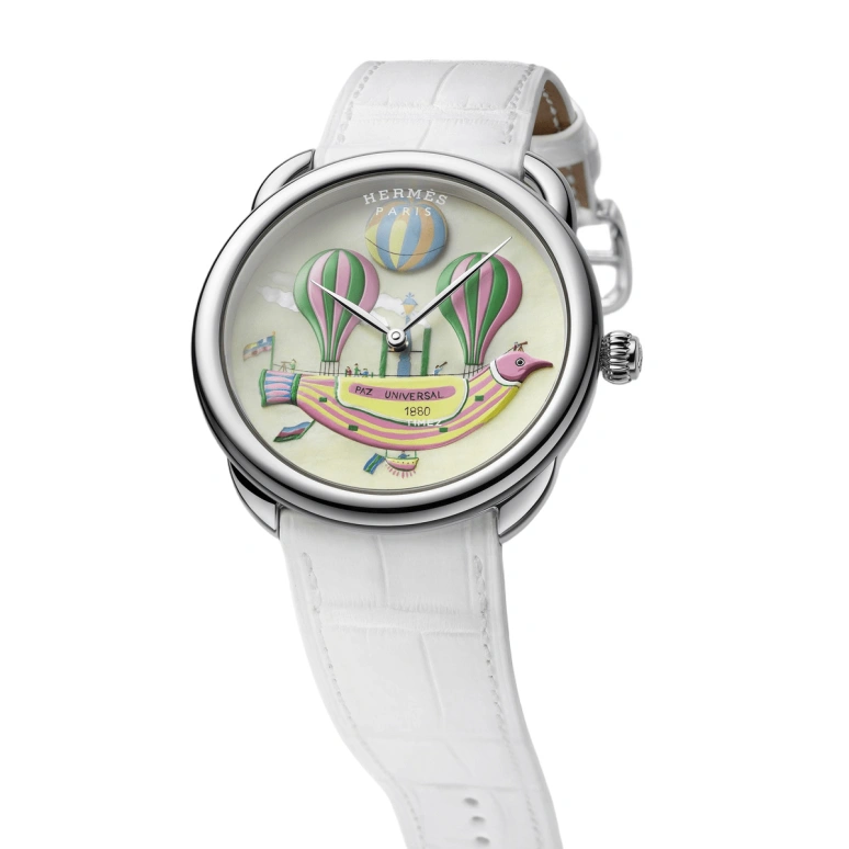 Hermès,Arceau 38mm,38mm,White Gold,Multi-Color,Automatic,50hours,In-house Caliber,LES FOLIES DU CIEL