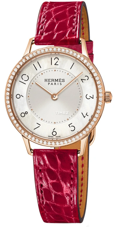 Hermès,Slim d'Hermès 32mm,32mm,Rose Gold,White,Quartz,Sapphire,Crystal Glass,Round,W041769WW00