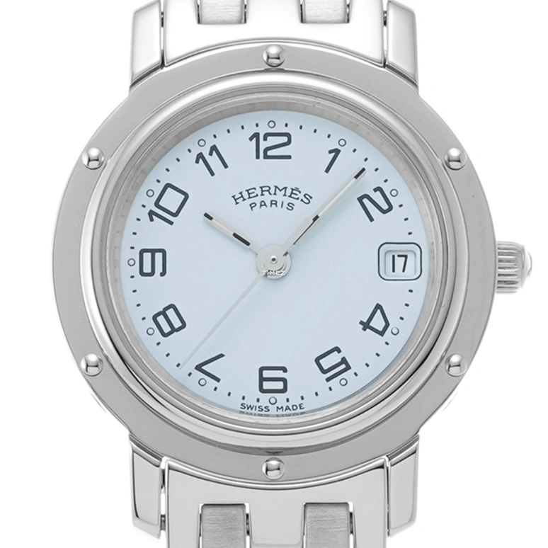 Hermès,Clipper 24mm,24mm,Stainless Steel,White,Quartz,Day,Sapphire,Crystal Glass,CL4,CL4.210.130/3758