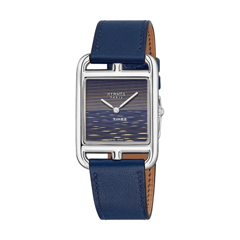 Hermès,Cape Cod 29x29mm,29x29mm,Stainless Steel,Blue,Yellow,Quartz,Sapphire,Square,W057497WW00