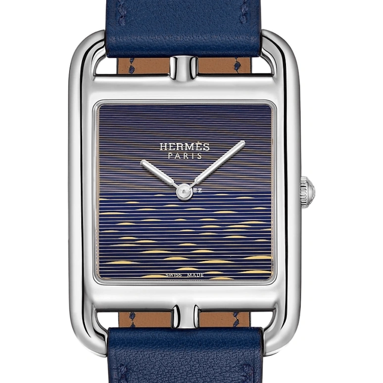 Hermès,Cape Cod 29x29mm,29x29mm,Stainless Steel,Blue,Yellow,Quartz,Sapphire,Square,W057497WW00