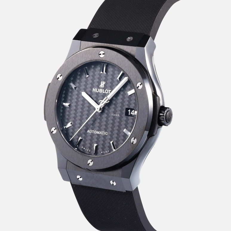 Hublot,Classic Fusion 45mm,45mm,Titanium,Ceramic,Resin,Black,Automatic,Day,42hours,511,511.CM.1771.RX