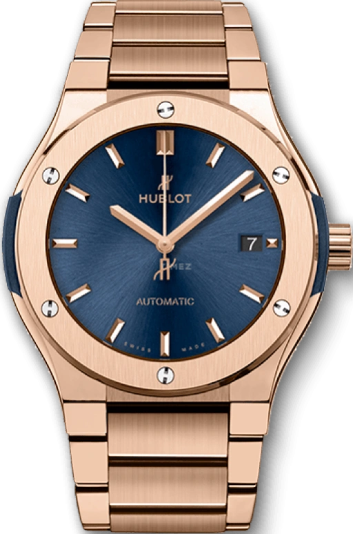 Hublot,Classic Fusion 45mm,45mm,Red Gold,Resin,Blue,Automatic,Date,42hours,510,510.OX.7180.OX