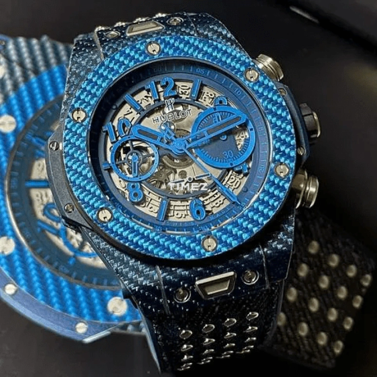 Hublot,Big Bang 45mm,45mm,Carbon,Grey,Blue,Automatic,Chronograph,Day,Flyback,Hollow Out,72hours,In-house Caliber,411,411.YL.5190.NR.ITI15