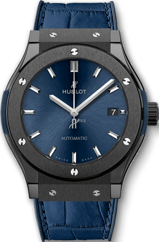 Hublot,Classic Fusion 45mm,45mm,Titanium,Ceramic,Resin,Blue,Automatic,Date,42hours,511,511.CM.7170.LR