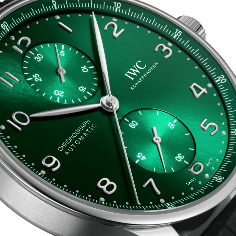 IWC,Portugieser 41mm,41mm,Stainless Steel,Green,Automatic,Chronograph,Column Wheel,IW371615