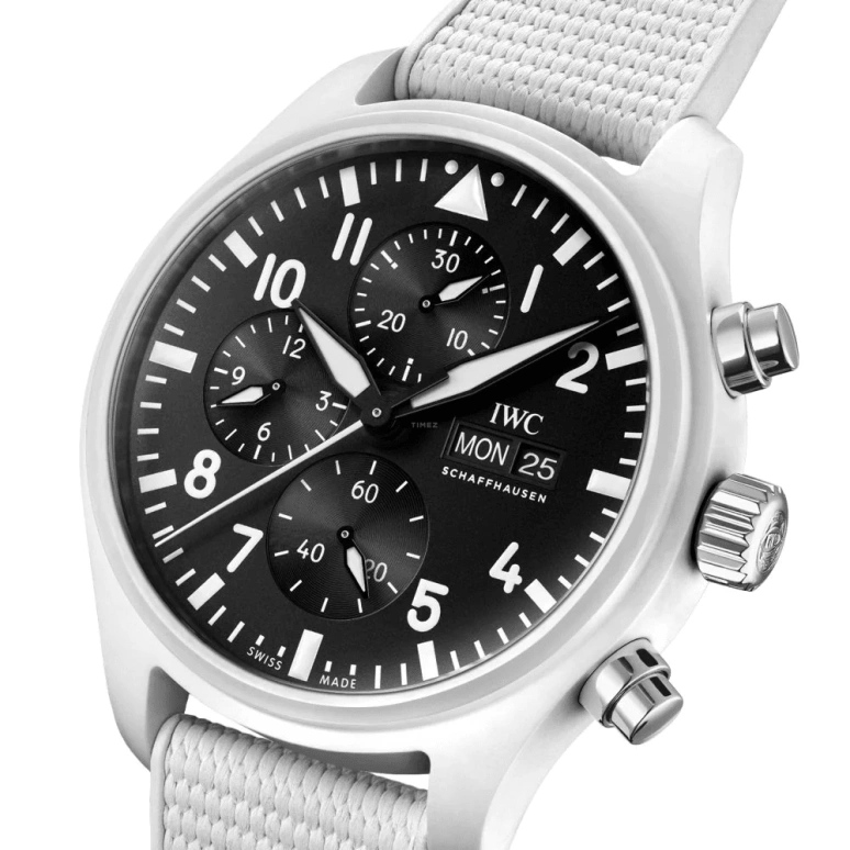 IWC,Pilot 44.50mm,44.50mm,Titanium,Ceramic,Black,Automatic,Chronograph,Date,Day,Anti-magnetic,48hours,In-house Caliber,IW389105
