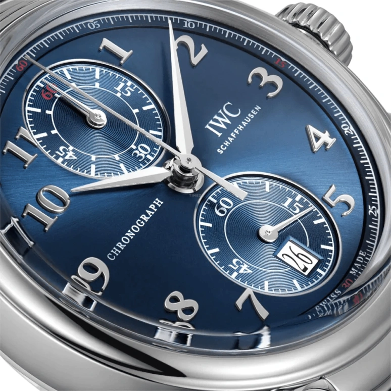 IWC,Da Vinci 42mm,42mm,Stainless Steel,Blue,Automatic,Chronograph,Day,Flyback,Anti-magnetic,68hours,In-house Caliber,IW393402