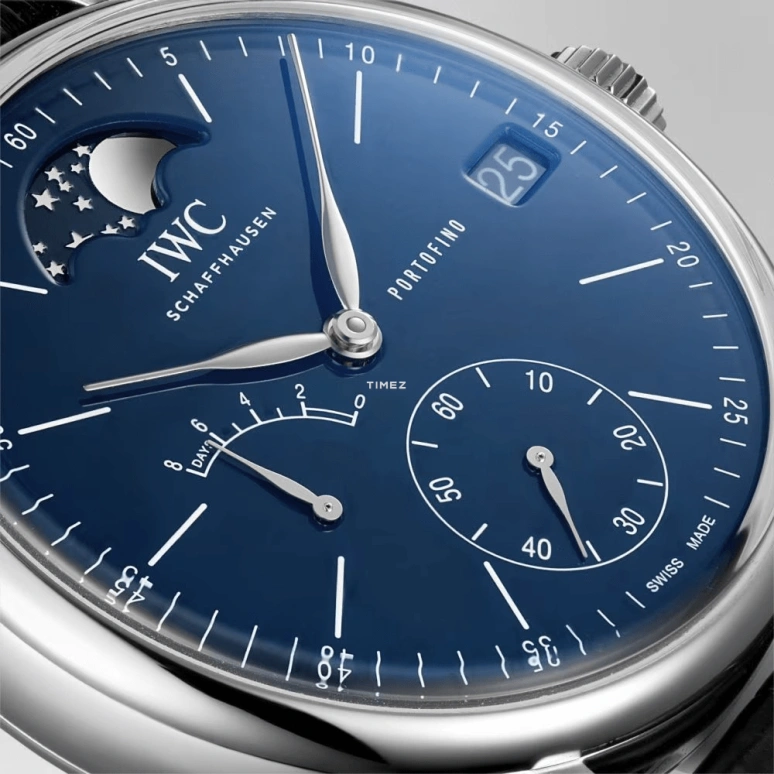 IWC,Portofino 45mm,45mm,Stainless Steel,Blue,Handwound,Moonphase,Day,Power Reserve Indicator,IW516405