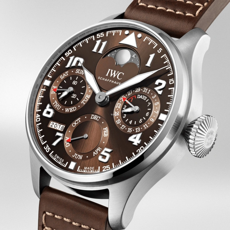 IWC,Big Pilot 46mm,46mm,Stainless Steel,Brown,Automatic,Moonphase,Perpetual Calendar,Month,Date,168hours,In-house Caliber,IW503801