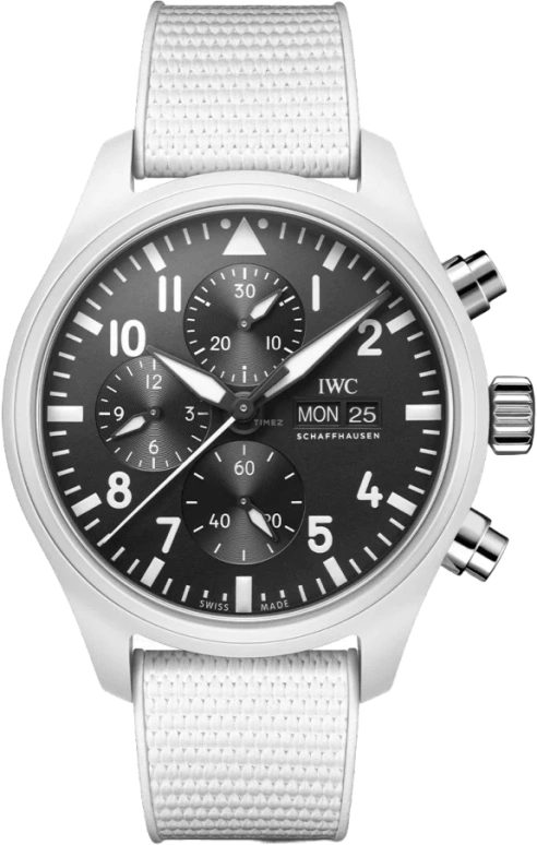 IWC,Pilot 44.50mm,44.50mm,Titanium,Ceramic,Black,Automatic,Chronograph,Date,Day,Anti-magnetic,48hours,In-house Caliber,IW389105